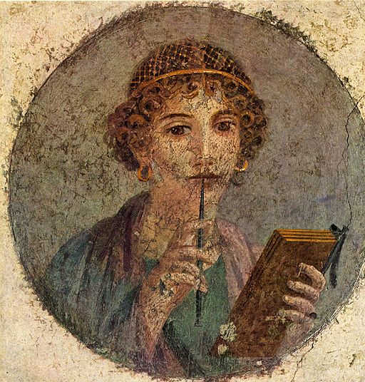 Fresco of Sappho from Pompeii, dating from 55-79 CE